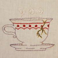 Embroidered teacup